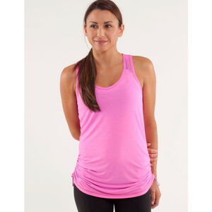 LULULEMON | Pink Tie And Fly Ruched Mesh Ventilated Yoga Tank Top S